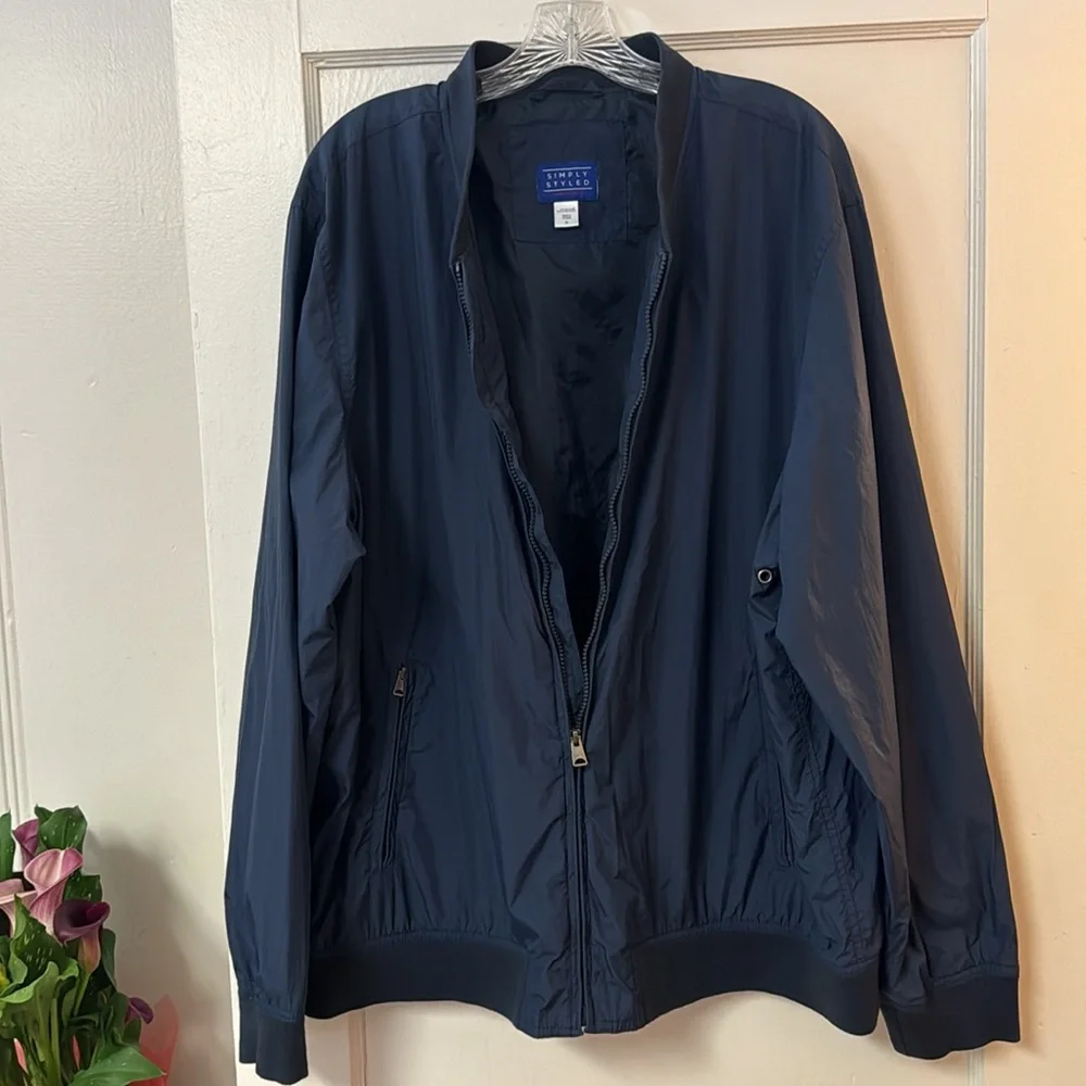 SIMPLY STYLED Lightweight Navy Blue Windbreaker Jacket Sz XL - Picture 5 of 12